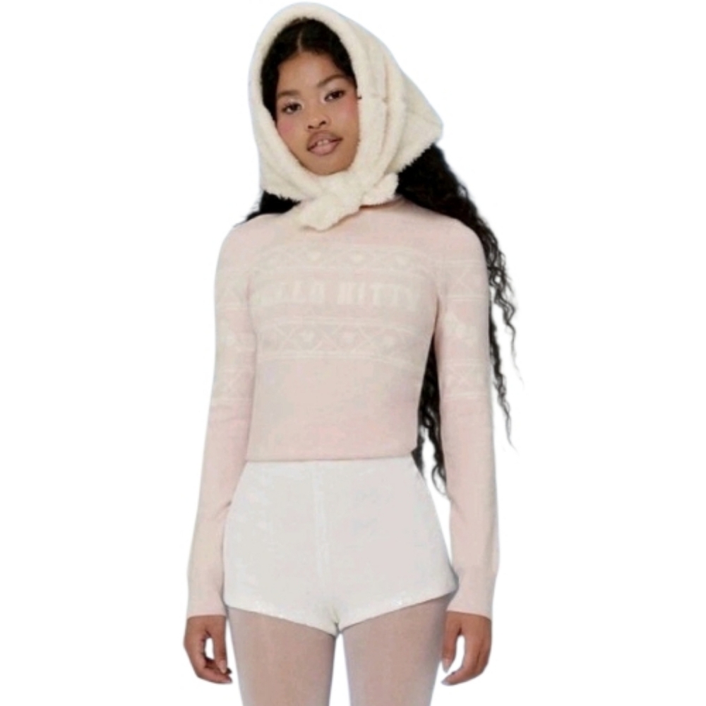 NEW Hello Kitty pink pastel‎ kawaii fair isle turtleneck sweater
